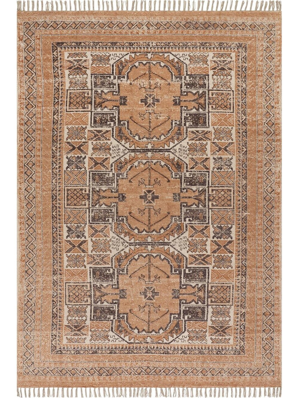 Annie Selke Ardin Vintage Handmade Cotton Rug | Brown Rug Size 6'x9'